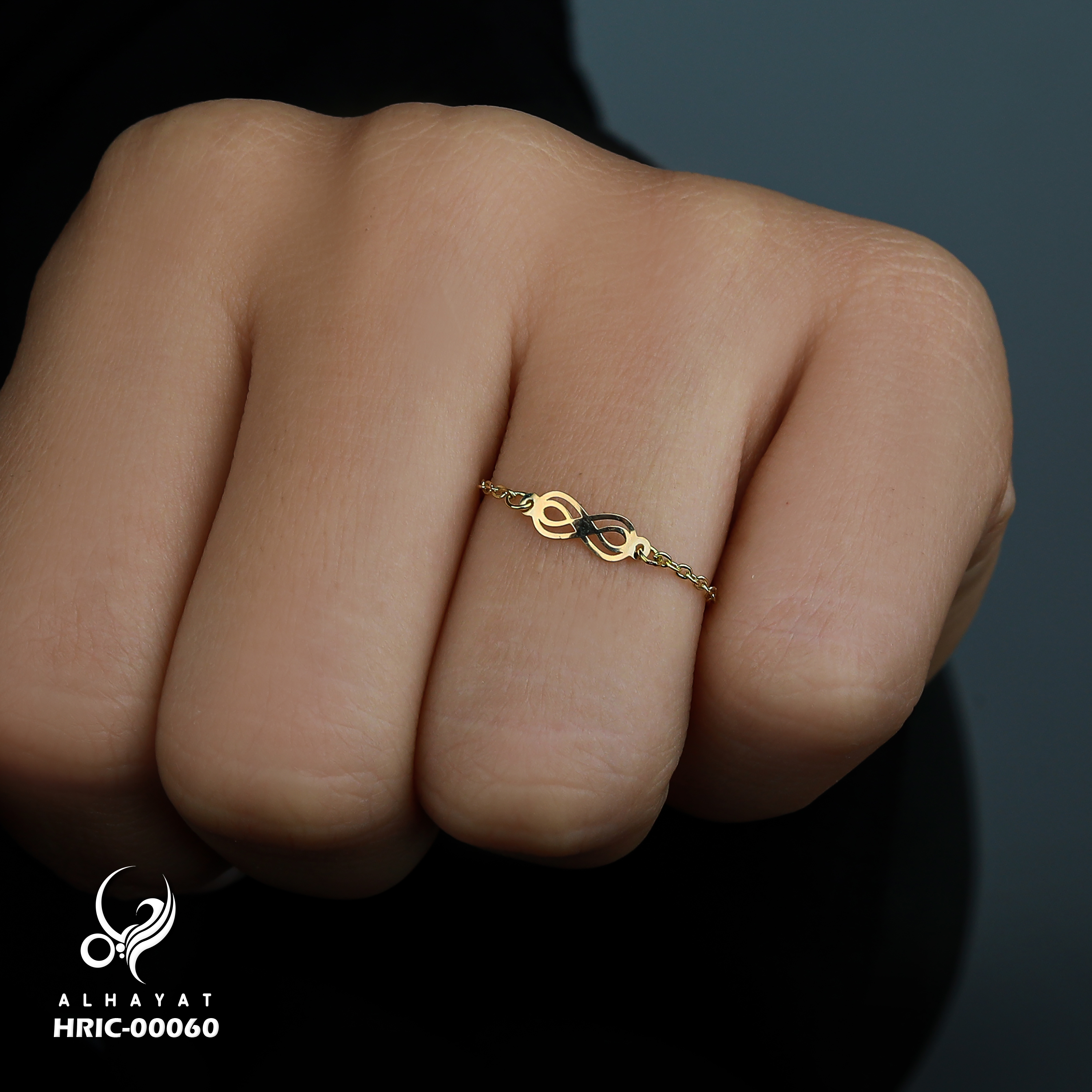 18k gold chain ring, Turkish made - (H-1165)